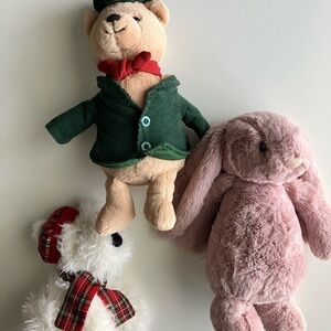 3 PACK Jellycat Green and Pink Stuffed Animals Set